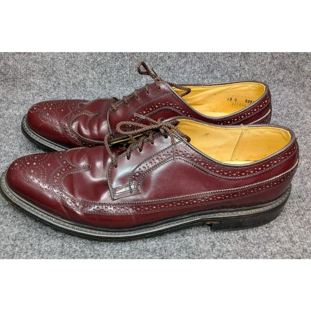 Vintage Dexter USA Longwing Wingtip Oxfords Mens 13 C Burgundy Oxblood...